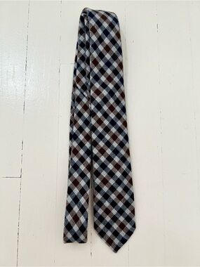 Suitsupply Navy, Brown & Gray Check Wool Tie